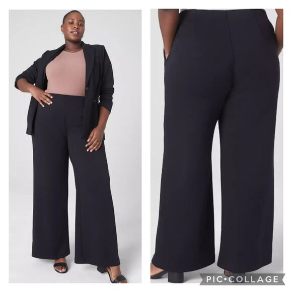 Lane Bryant Pants - Lane Bryant Black Flowy Wide Leg Pants Pull On Plus Size 14/16